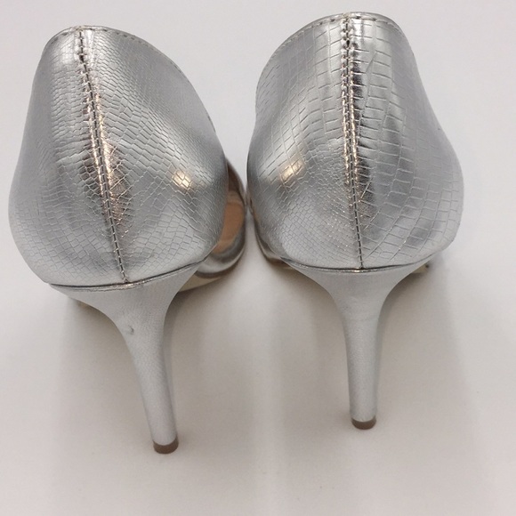 Justfab Teyla Ladies Silver High Heels Pumps Size 6.5 - Picture 6 of 12